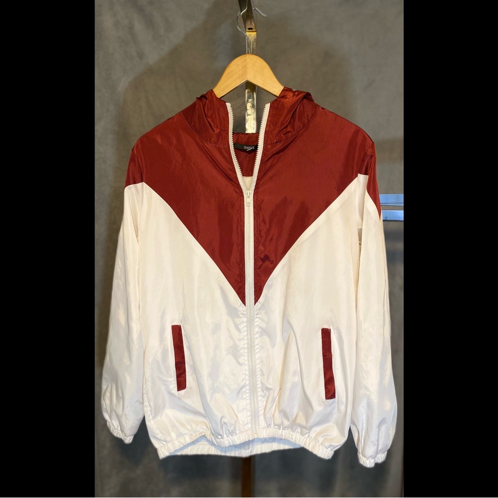 Zaful Red and White Sporty Windbreaker